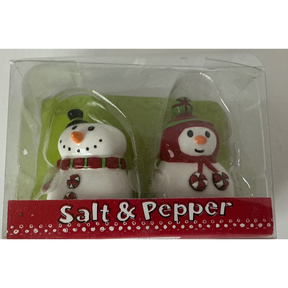 Snowman Salt and Pepper Shakers Ceramic Christmas Holiday Winter Decor Set